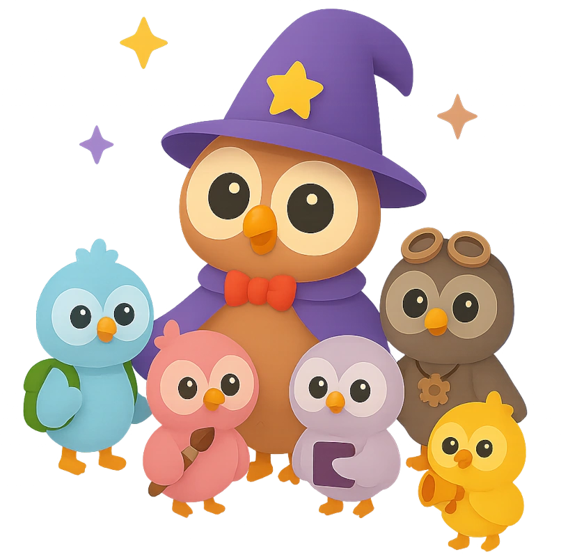 Lilly with Pip, Mimi, Toto, Luna and Chirpy