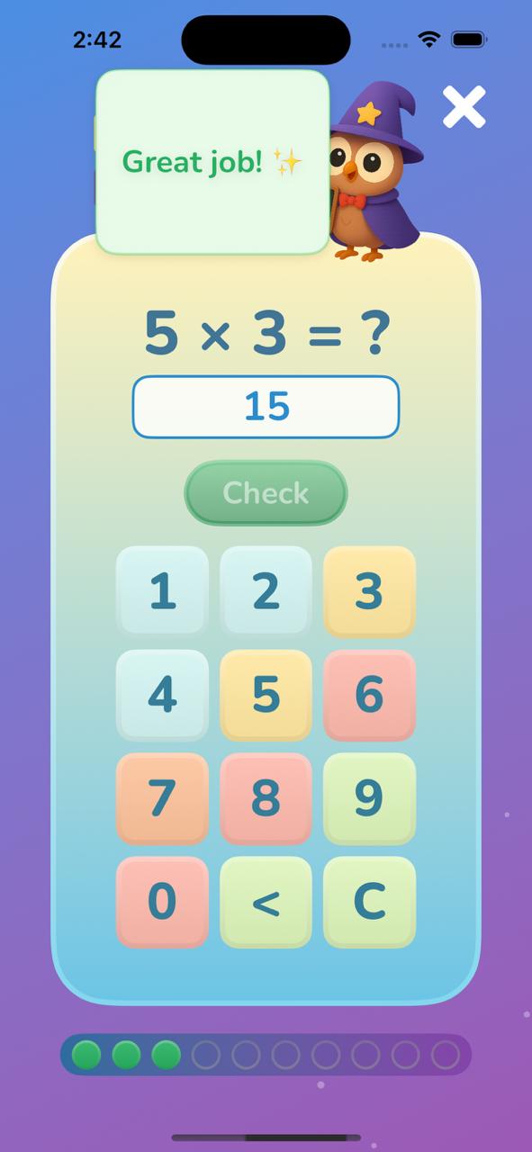 Practice game screen